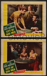 8w738 CITY OF BAD MEN 3 LCs '53 Jeanne Crain, Dale Robertson, Richard Boone, cowboys and poker!