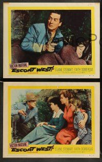 8w505 ESCORT WEST 6 LCs '59 cowboy Victor Mature, Faith Domergue & Elaine Stewart!