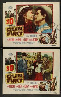 8w588 GUN FURY 5 3D LCs '53 cowboy western, images of pretty Donna Reed & Rock Hudson!