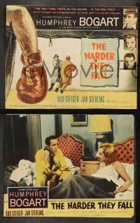 8w434 HARDER THEY FALL 7 LCs '56 Humphrey Bogart, Rod Steiger, cool boxing artwork, classic!