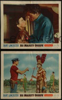 8w188 HIS MAJESTY O'KEEFE 8 LCs '54 great images of Burt Lancaster and Joan Rice w/natives in Fiji!