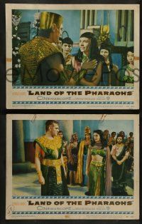 8w447 LAND OF THE PHARAOHS 7 LCs '55 Jack Hawkins, Egyptian Joan Collins, Howard Hawks!