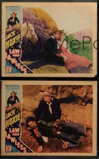 8w448 LAW & LAWLESS 7 LCs '32 great cowboy western images of Jack Hoxie, gorgeous Hilda Moreno!