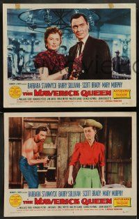 8w684 MAVERICK QUEEN 4 LCs '56 cowgirl Barbara Stanwyck, Barry Sullivan, from Zane Grey's novel!