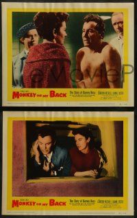 8w456 MONKEY ON MY BACK 7 LCs '57 Cameron Mitchell chooses a woman over dope, Dianne Foster!