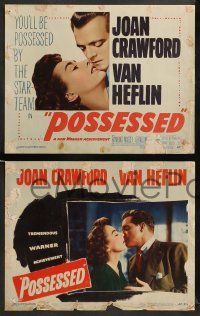 8w291 POSSESSED 8 LCs '47 Joan Crawford, Van Heflin, Raymond Massey, film noir!