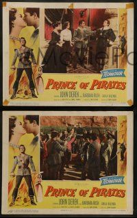 8w532 PRINCE OF PIRATES 6 LCs '53 John Derek took what he wanted from a world at war, Barbara Rush!