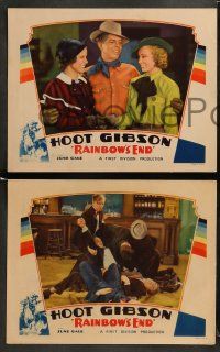 8w787 RAINBOW'S END 3 LCs '35 great images of cowboy Hoot Gibson, June Gale, Ada Ince!
