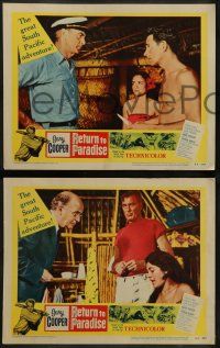 8w537 RETURN TO PARADISE 6 LCs '53 art of Gary Cooper, from James A. Michener's story!