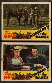 8w796 ROBBERS OF THE RANGE 3 LCs '41 great images of western cowboy Tim Holt & pretty Virginia Vale