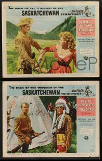 8w799 SASKATCHEWAN 3 LCs '54 images of Canadian Mountie Alan Ladd & sexy Shelley Winters!