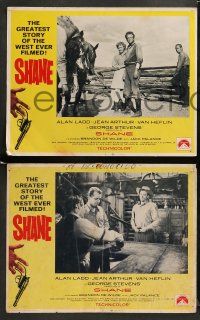 8w802 SHANE 3 int'l LCs R66 most classic western, Alan Ladd, Jean Arthur, Van Heflin, De Wilde!