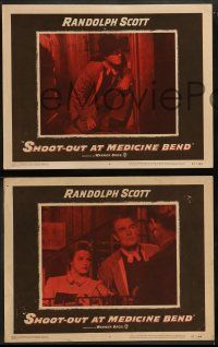 8w327 SHOOT-OUT AT MEDICINE BEND 8 LCs '57 Preacher Randolph Scott wrote his sermon in lead!