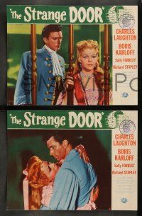 8w616 STRANGE DOOR 5 LCs '51 creepy Boris Karloff, Charles Laughton & sexy Sally Forrest!