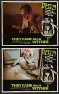 8w364 THEY CAME FROM WITHIN 8 LCs '76 David Cronenberg, border art of terrified girl in bath tub!