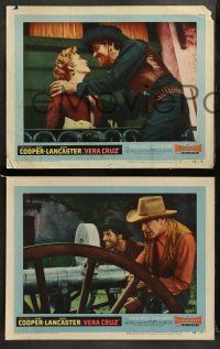 8w565 VERA CRUZ 6 LCs '55 images of Borgnine, Bronson, Burt Lancaster & aging cowboy Gary Cooper!