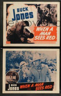 8w715 WHEN A MAN SEES RED 4 LCs R40s action images from Buck Jones western, complete set!
