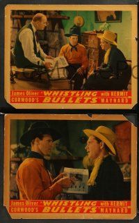 8w821 WHISTLING BULLETS 3 LCs '37 great images of western cowboys Kermit Maynard, Harley Wood!