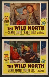 8w717 WILD NORTH 4 LCs '52 Stewart Granger & sexy Cyd Charisse in MGM's BIG drama of primitive love