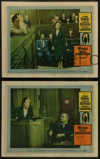 8w488 WITNESS FOR THE PROSECUTION 7 LCs '58 Billy Wilder, Tyrone Power, Marlene Dietrich, Laughton