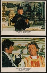 8w393 WRATH OF GOD 8 LCs '72 priest Robert Mitchum is not exactly what the Lord had in mind!