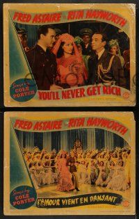8w824 YOU'LL NEVER GET RICH 3 LCs '41 Fred Astaire with sexy Rita Hayworth & John Hubbard!