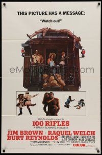 8y005 100 RIFLES style A 1sh '69 Jim Brown, Raquel Welch & Burt Reynolds!