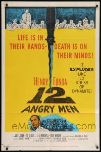 8y006 12 ANGRY MEN 1sh '57 Henry Fonda, Lumet courtroom jury classic, life is in their hands!