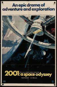 8y011 2001: A SPACE ODYSSEY 70mm style A 1sh '68 Stanley Kubrick, art of space wheel by Bob McCall!