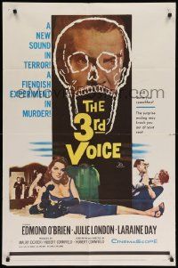 8y016 3rd VOICE 1sh '60 cool image of Edmund O'Brien in huge skull + sexy Julie London!