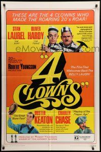 8y017 4 CLOWNS 1sh '70 Stan Laurel & Oliver Hardy, Buster Keaton, Charley Chase!