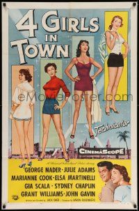 8y018 4 GIRLS IN TOWN 1sh '56 sexy Julie Adams, Marianne Cook, Elsa Martinelli & Gia Scala!