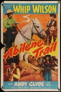 8y025 ABILENE TRAIL 1sh '51 cowboy Whip Wilson on horseback, pretty Noel Neill, Andy Clyde