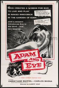 8y027 ADAM & EVE 1sh R68 sexiest art of naked man & woman in the Mexican Garden of Eden!
