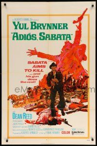 8y028 ADIOS SABATA 1sh '71 Yul Brynner aims to kill, and his gun does the rest, cool art!