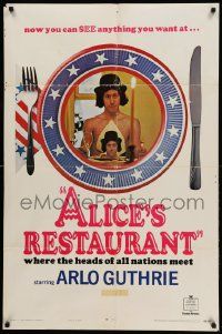 8y034 ALICE'S RESTAURANT style B teaser 1sh '69 Arlo Guthrie, musical directed by Arthur Penn!