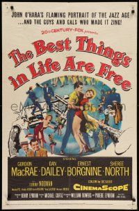 8y080 BEST THINGS IN LIFE ARE FREE 1sh '56 Michael Curtiz, Gordon MacRae, art of gun & trumpet!