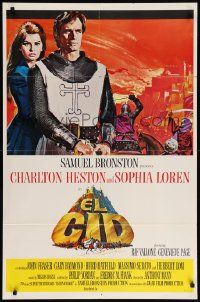 8y247 EL CID style B int'l 1sh '61 Anthony Mann directed, Charlton Heston, sexy Sophia Loren!
