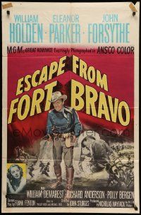 8y257 ESCAPE FROM FORT BRAVO 1sh '53 cowboy William Holden, Eleanor Parker, John Sturges directed!