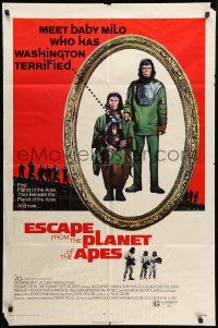 8y258 ESCAPE FROM THE PLANET OF THE APES 1sh '71 meet Baby Milo who has Washington terrified!