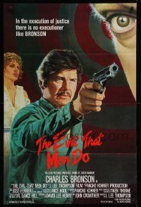 8y262 EVIL THAT MEN DO int'l 1sh '84 close-up art of tough guy Charles Bronson with pistol!