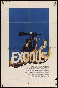 8y263 EXODUS 1sh '61 Otto Preminger, great artwork of arms reaching for rifle by Saul Bass!