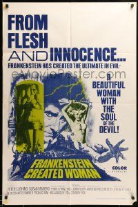 8y308 FRANKENSTEIN CREATED WOMAN 1sh '67 Peter Cushing, Susan Denberg had the soul of the Devil!
