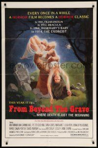8y313 FROM BEYOND THE GRAVE 1sh '75 art of huge hand grabbing near-naked girl from grave!