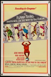 8y315 FUNNY THING HAPPENED ON THE WAY TO THE FORUM style A 1sh '66 wacky image of Zero Mostel & cast