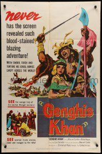 8y322 GENGHIS KHAN 1sh '53 blood-stained blazing adventure of the ruthless Mongol!
