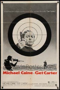 8y324 GET CARTER style B 1sh '71 cool different image of Michael Caine & sniper with rifle!