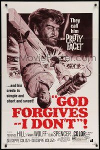 8y335 GOD FORGIVES I DON'T 1sh '69 cool art of gunslinger Terence Hill with dynamite!