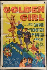 8y338 GOLDEN GIRL 1sh '51 art of sexy Mitzi Gaynor, Dale Robertson & Dennis Day!