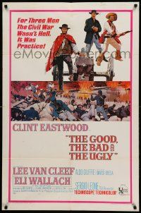 8y342 GOOD, THE BAD & THE UGLY 1sh '68 Clint Eastwood, Lee Van Cleef, Wallach, Leone classic!